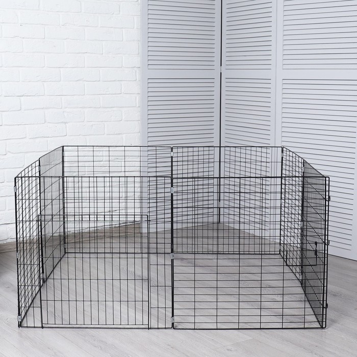 Вольер для животных "Пижон" 8 секций на клипсах 60 х 60 см, ш.п. 37-40 мм, складной, черный