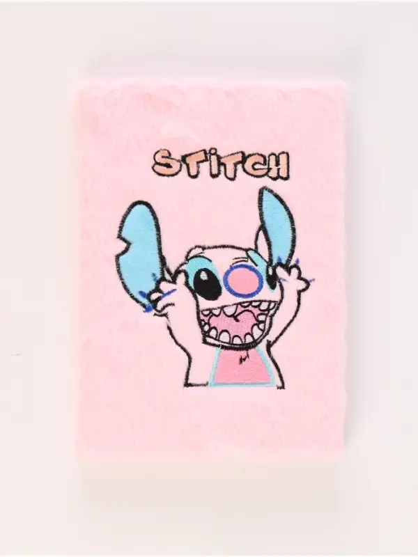 Пушистый блокнот и ручка многоцветная Стич, розовый Пушистый блокнот и ручка многоцветная Стич, розовый