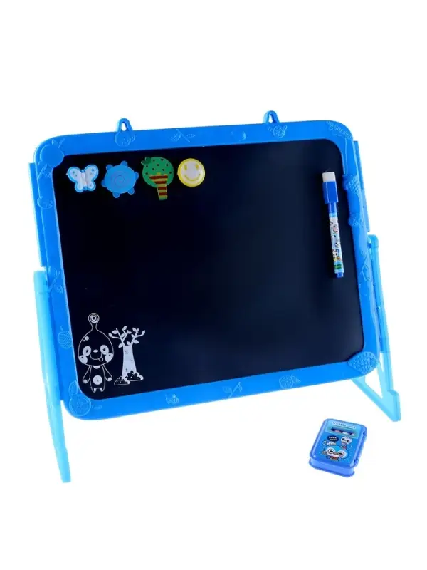 Доска магнитная двухсторонняя, под маркер и мел на подставках (мел, маркер, магниты), МИКС