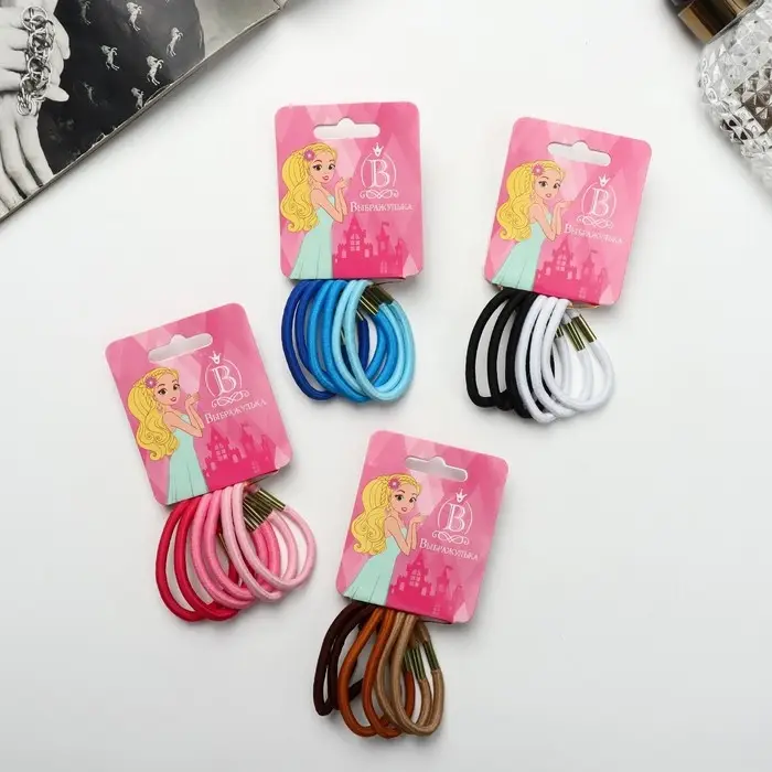 Резинка для волос "Классика" (набор 6 шт) 4,5 см, микс