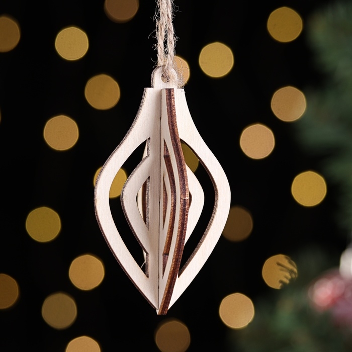 Деревянная игрушка на ёлку Деревянная игрушка на ёлку "Фигурная", вид 5, объёмная, 5х8,6х5 см