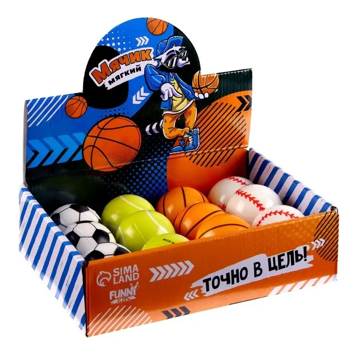 Мяч детский мягкий «Играй», 4.5 см, МИКС, в шоубоксе Мяч детский мягкий «Играй», 4.5 см, МИКС, в шоубоксе