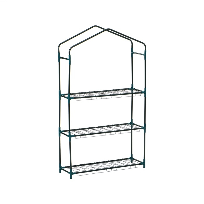 Стеллаж для рассады, 3 полки, 110 × 22 × 65 см, металлический каркас d = 12 мм, без чехла, Greengo