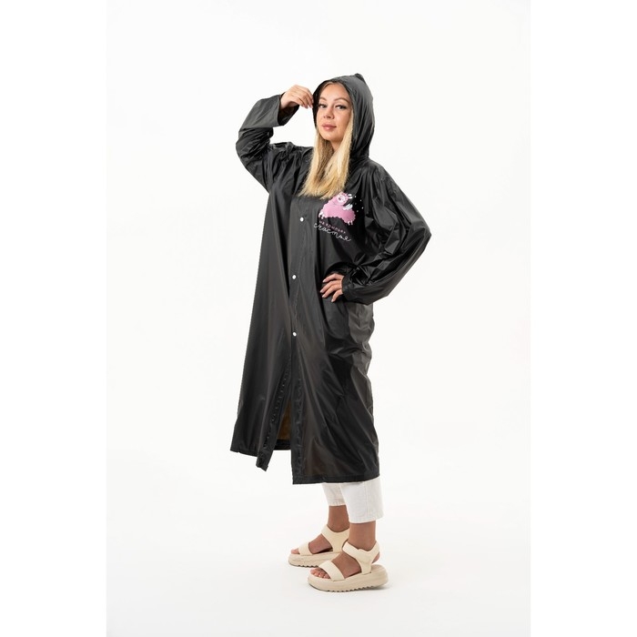 Дождевик взрослый плащ «На крыльях счастья», размер универсальный, размер 42-48, 60 х 110 см, цвет чёрный Дождевик взрослый плащ «На крыльях счастья», размер универсальный, размер 42-48, 60 х 110 см, цвет чёрный