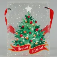 Коробка подарочная, складная из PVC &laquo;Новогодняя елочка&raquo;, 12&times;15&times;12 см