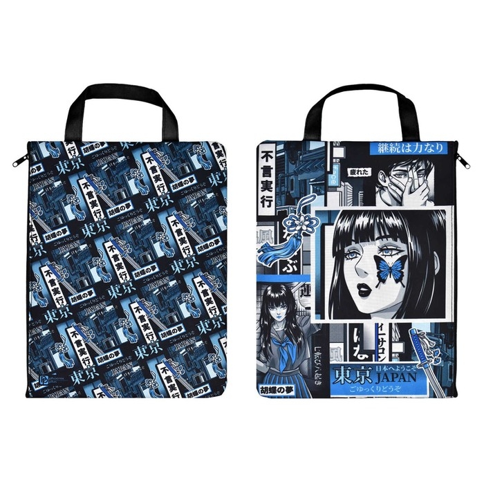 Папка для тетрадей А4, 330 х 250 х 10 мм, молнии сверху, с ручкой, текстильная, Феникс+ Папка для тетрадей А4, 330 х 250 х 10 мм, молнии сверху, с ручкой, текстильная, Феникс+ "Девушка"