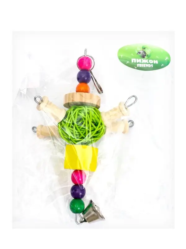 Игрушка для птиц "Деревяшка", 22 х 9 см, микс цветов