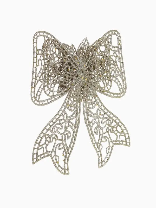 Ёлочная игрушка &laquo;Зимнее волшебство. Бант с цветком&raquo; пластик, 18&times;12.5 см, золото