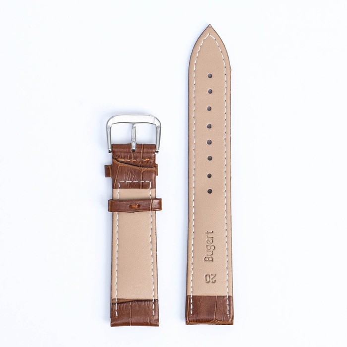 Ремешок для часов Ремешок для часов "Соломон" 20 мм, натуральная кожа, l=20 см, коричневый, фактура крокодил