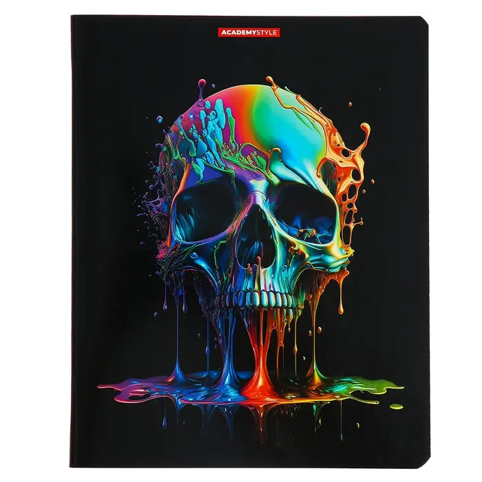 Тетрадь 48 листов в клетку &laquo;Яркие черепа&raquo;, обложка мелованный картон, УФ-лак, МИКС