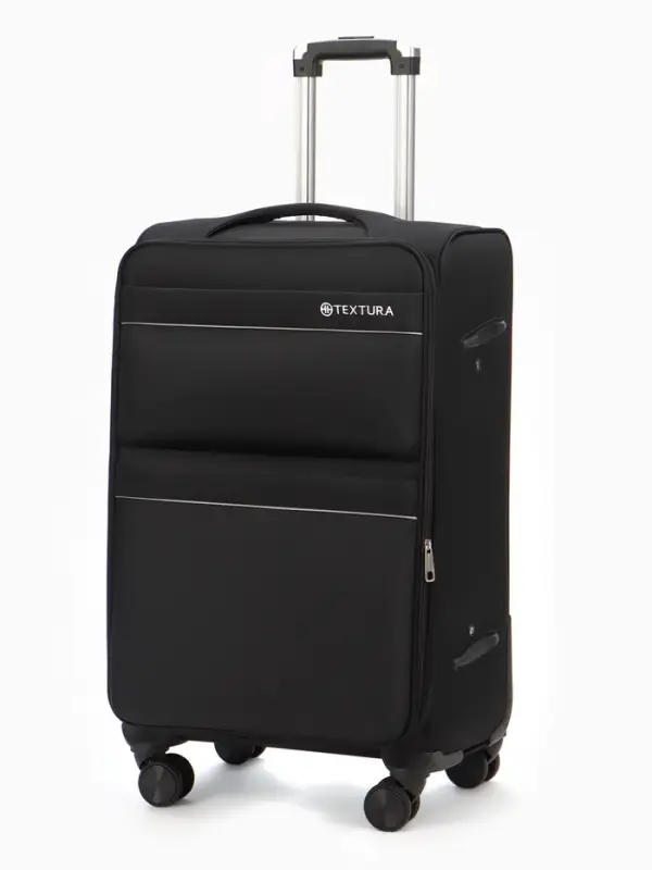 Чемодан на колёсах TEXTURA, с увеличением, кодовый замок, 42&times;26&times;68 см, 24", чёрный