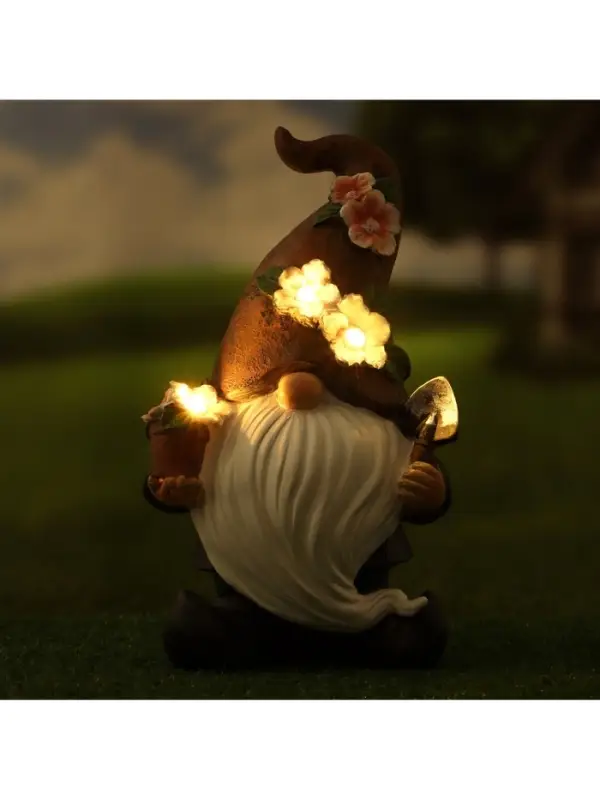 Садовая фигура - фонарь из полистоуна &laquo;Гном садовод&raquo;, 16&times;13&times;27 см, Greengo