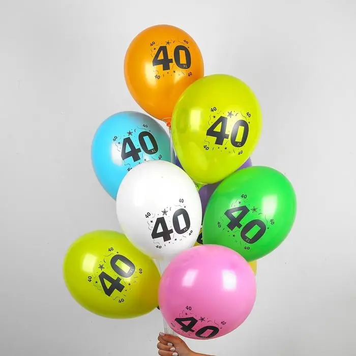 Воздушные шары латексные 12" «40», 10 шт., МИКС