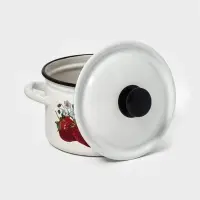 Кастрюля эмалированная, 3 л, d=19.2 см, с крышкой, белая