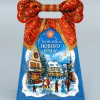 Коробка подарочная новогодняя «Пакет с бантом» 18×12×27.7 см