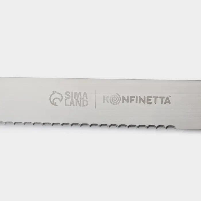 Нож для бисквита крупные зубцы KONFINETTA, длина лезвия 35 см, деревянная ручка