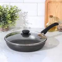 Сковорода &laquo;Классика атлас&raquo;, d=26 см, стеклянная крышка, пластиковая ручка, антипригарное покрытие, алюминий, коричневая