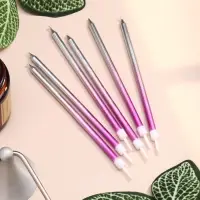 Свечи в торт &laquo;Ройс. Градиент&raquo;, 6 шт., высокие, 13 см, фиолетовый, розовый, серебро