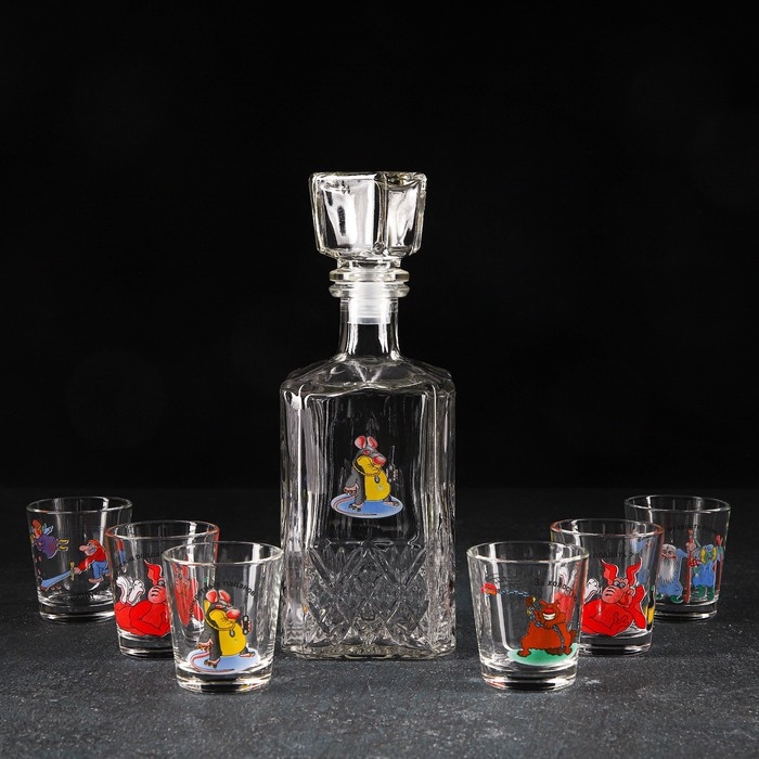 Набор питьевой «Приколы», 7 предметов: графин 500 мл, стопки 50 мл, 6 шт Набор питьевой «Приколы», 7 предметов: графин 500 мл, стопки 50 мл, 6 шт