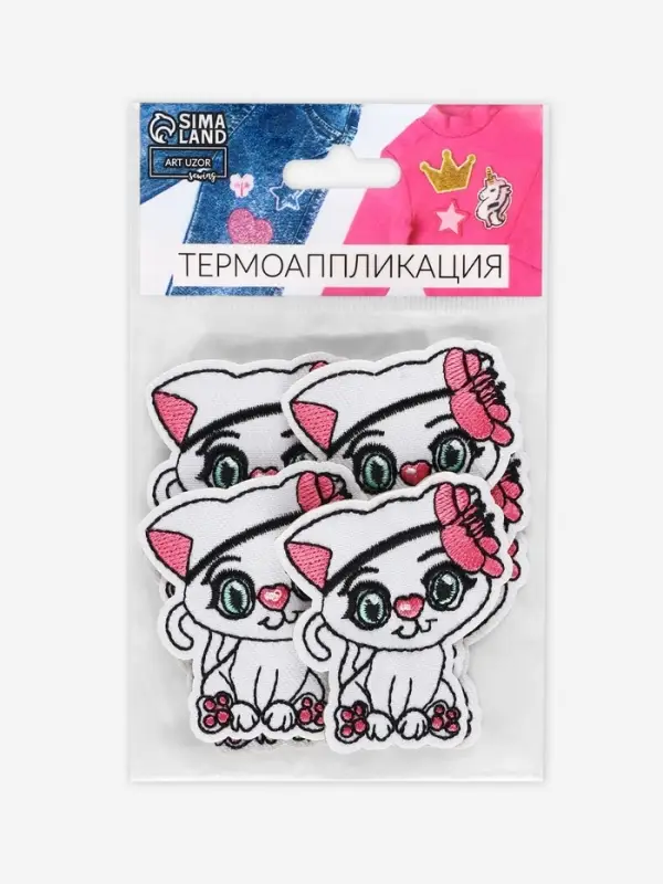 Термоаппликация &laquo;Кошка с цветком&raquo;, 5&times;5.7 см, розовая