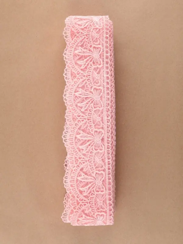 Кружево на сетке, 55 мм, 11&plusmn;1 м, нежно-розовое