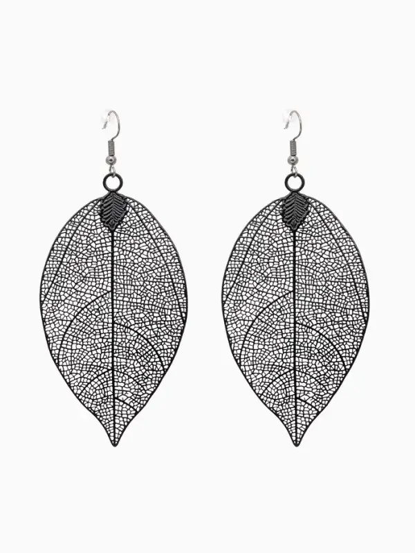 Серьги металл &laquo;Лист липы&raquo;, чёрные