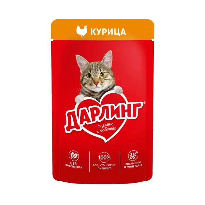 Влажный корм DARLING для кошек, курица в подливе, 75 г Влажный корм DARLING для кошек, курица в подливе, 75 г