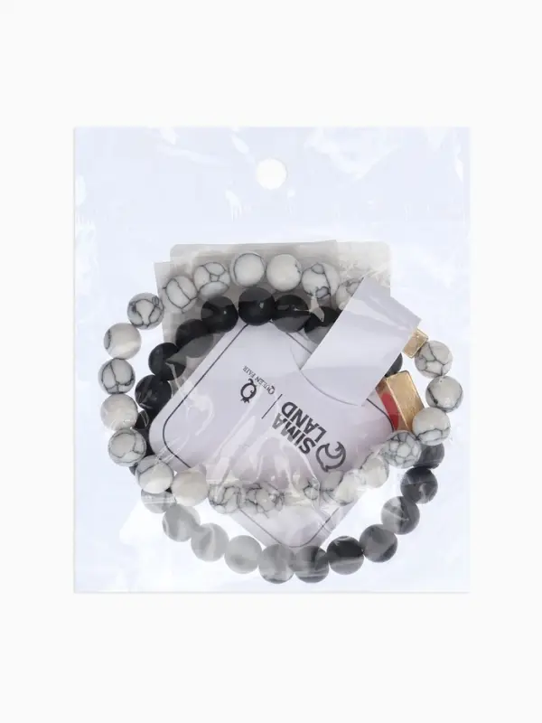 Браслеты парные из бусин &laquo;Неразлучники. Сердце&raquo;, d=6.5 см, набор 2 шт. шар №8, чёрный, белые