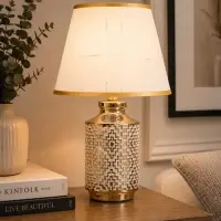 Лампа настольная RISALUX &laquo;Клаудия&raquo;, Е14, 40 Вт, золотисто-белая, 22&times;22&times;36 см
