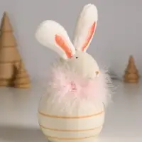 Сувенир керамика, текстиль "Зайчик с пухом, круглый" 7,4х7,4х15,5 см Сувенир керамика, текстиль "Зайчик с пухом, круглый" 7,4х7,4х15,5 см