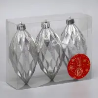 Ёлочные игрушки набор 3 шт. &laquo;Сосулька-рубик&raquo;, 10 см, серебро