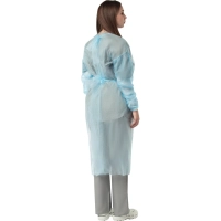 Халат н/с , на завязк, рук.манж, дл.110см, XL, пл 25, голуб, 10 шт/уп