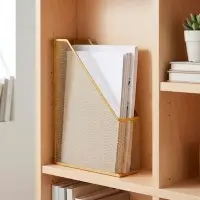 Лоток для бумаг Calligrata, вертикальный, металлическая сетка, 1 отделение, золото