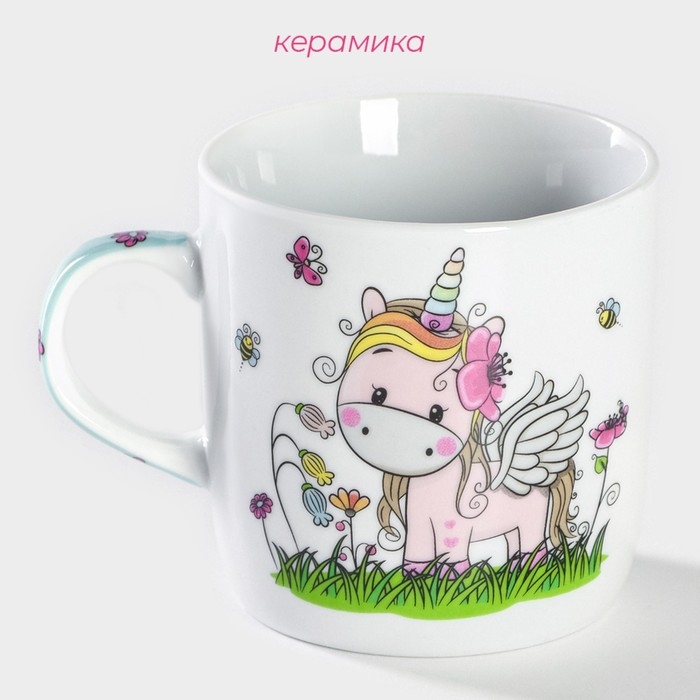 Кружка керамическая Доляна «Единорожка», 230 мл, цвет белый Кружка керамическая Доляна «Единорожка», 230 мл, цвет белый