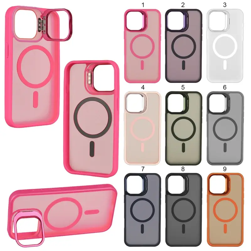 Чехол для iPhone 15 Pro Max MagSafe матовый цветной с подставкой