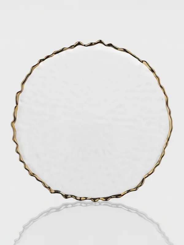 Тарелка стеклянная "Риччи", золотой обод, 33х2 см