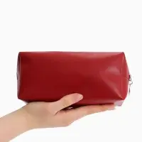 Косметичка женская ONE COLOR, на молнии, экокожа, бордовая