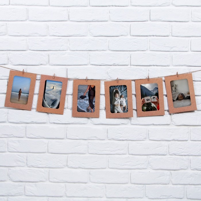 Гирлянда для фотографий с прищепками «Крафт», 6 шт. Гирлянда для фотографий с прищепками «Крафт», 6 шт.