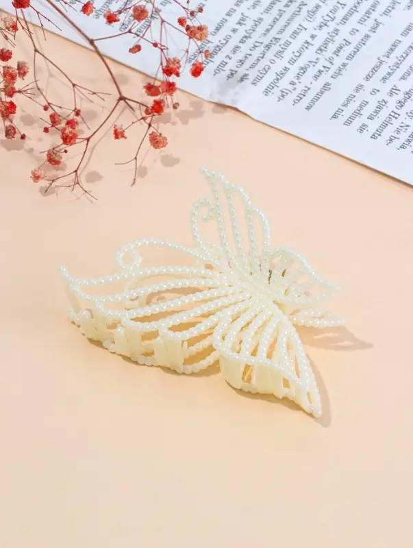 Краб для волос "Лиллиан" бабочка, 10,5 см, белый