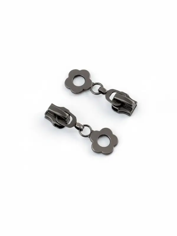 Бегунок для металлической молнии, №5, &laquo;Цветок&raquo;, 10 шт., цвет чёрный никель