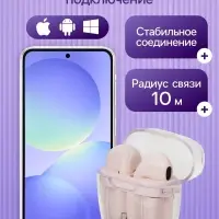 Наушники беспроводные Mybit Pro13, TWS вкладыши, Bluetooth 5.0, 30/180 мАч, розовые в прозрачном кейсе