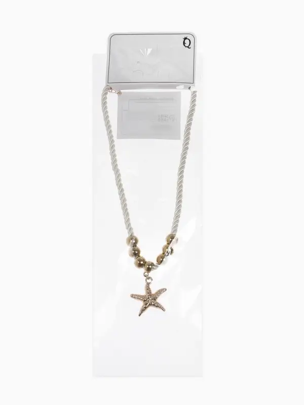 Кулон на жгуте текстильном "Морская звезда", цвет бело-золотой