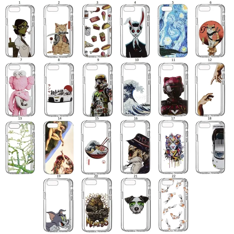 Чехол iPh 7 Plus TPU 1.2мм с принтами в ассортименте