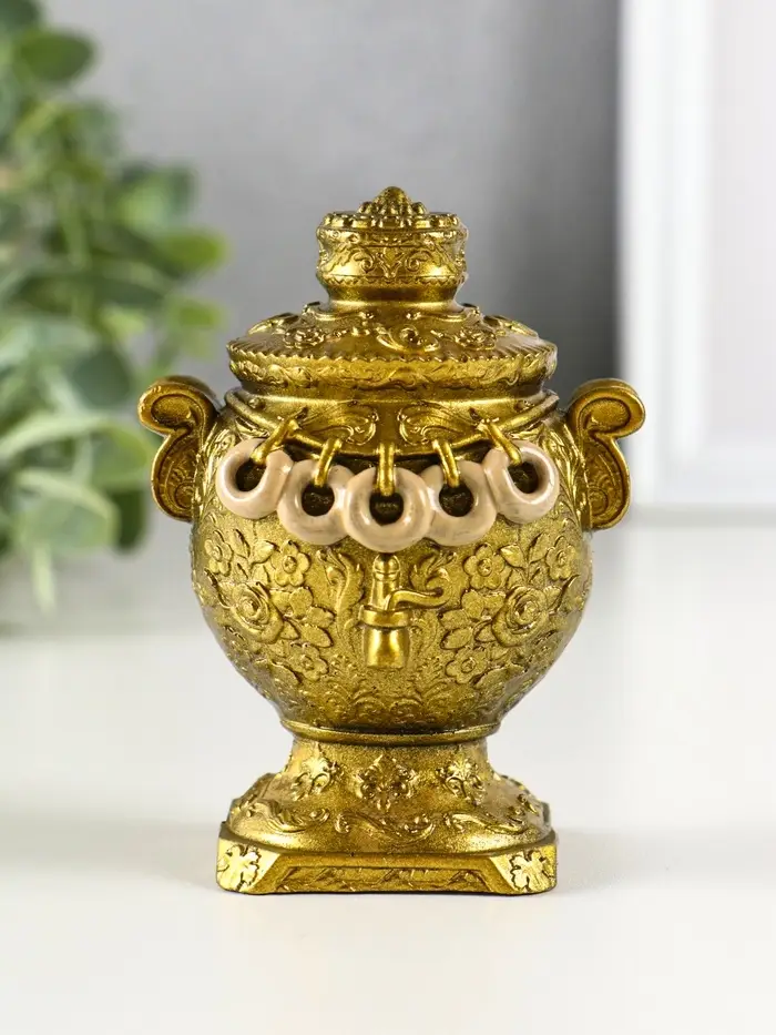 Фигура гипс "Самовар" 10х7 см, золото Фигура гипс "Самовар" 10х7 см, золото