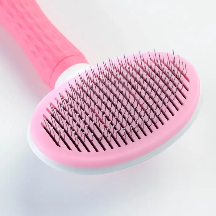 Пуходёрка Пижон Premium, 10&times;19 см, округлая, с самоочисткой, с каплями, пластик, розовая