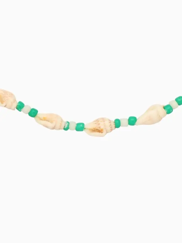 Браслет на ногу, анклет, длина 20 см, белый, зелёный Браслет на ногу, анклет, длина 20 см, белый, зелёный