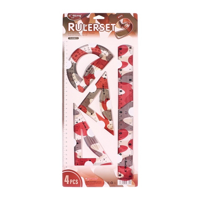 Набор геометрический гибкий силиконовый (линейка 30см+2 угольника+транспортир) Миллитари Набор геометрический гибкий силиконовый (линейка 30см+2 угольника+транспортир) Миллитари