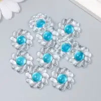 Декор для творчества пластик "Цветок с цветной серединкой" прозрачно-голубой 0,8х2,4х2,4 см   912946