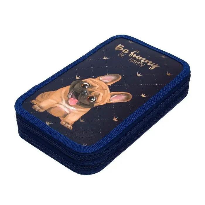 Пенал 2 секции, 125 х 205 мм, с наполнением 23 предмета, Calligrata Пенал 2 секции, 125 х 205 мм, с наполнением 23 предмета, Calligrata "Бульдог" ламинированный картон, 30П26/2/set