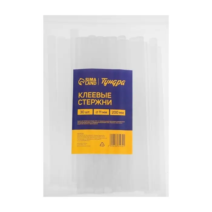 Стержни клеевые ТУНДРА, 11&times;200 мм, 30 шт.